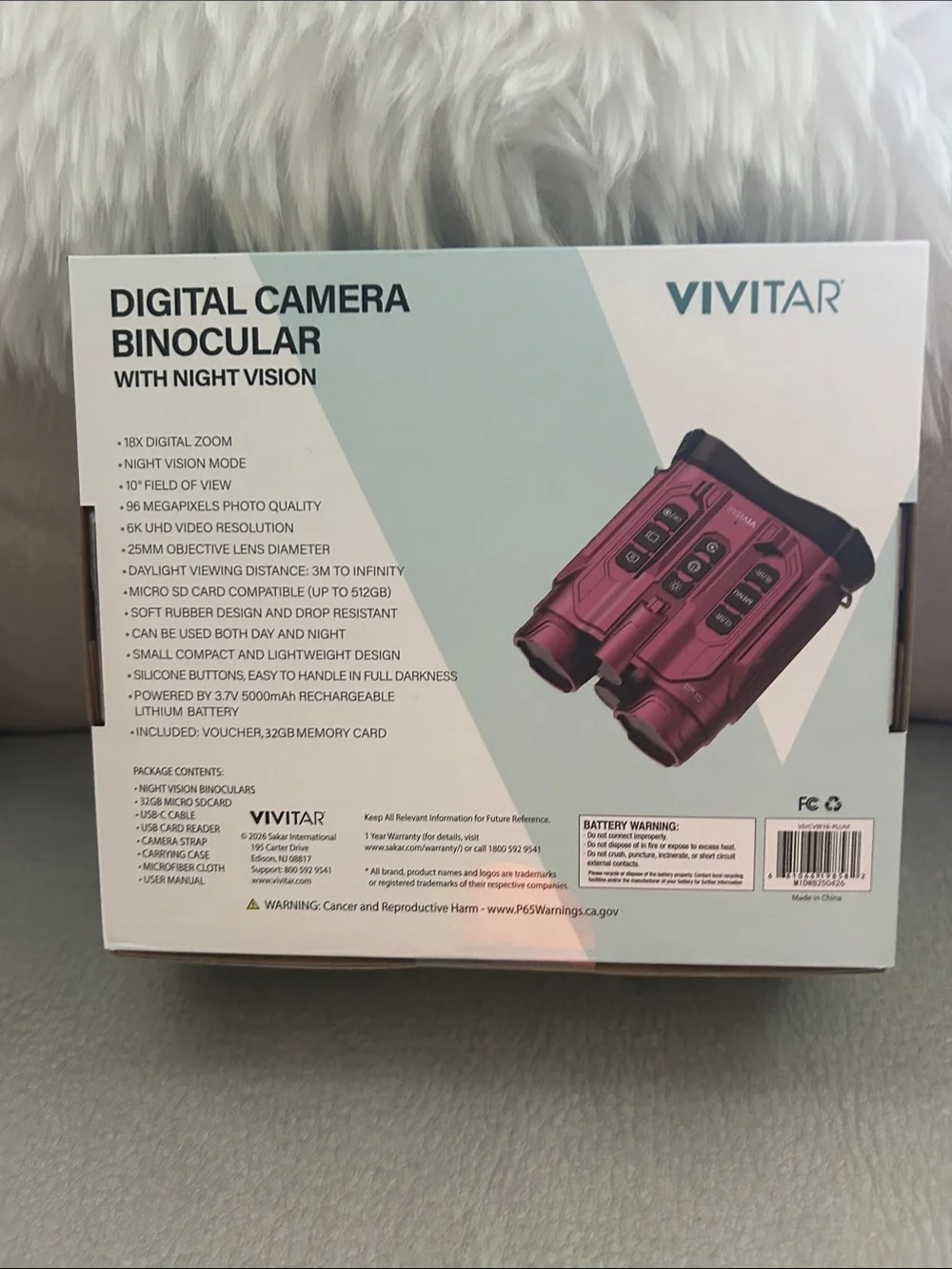 18X Digital Camera Binocular with Night Vision - Pink